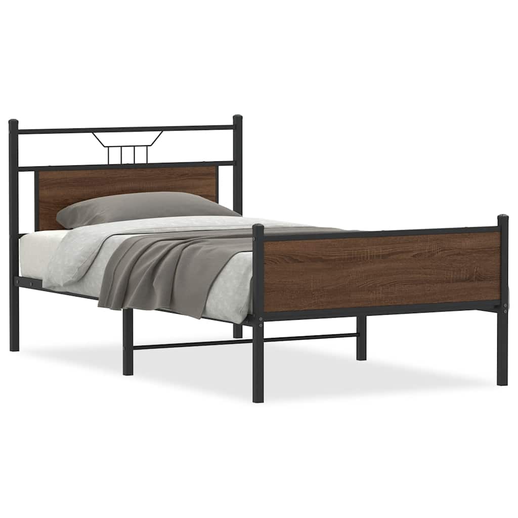 Bed Frame without Mattress Brown Oak 100x200 cm Engineered Wood