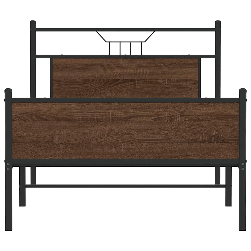 Bed Frame without Mattress Brown Oak 100x200 cm Engineered Wood