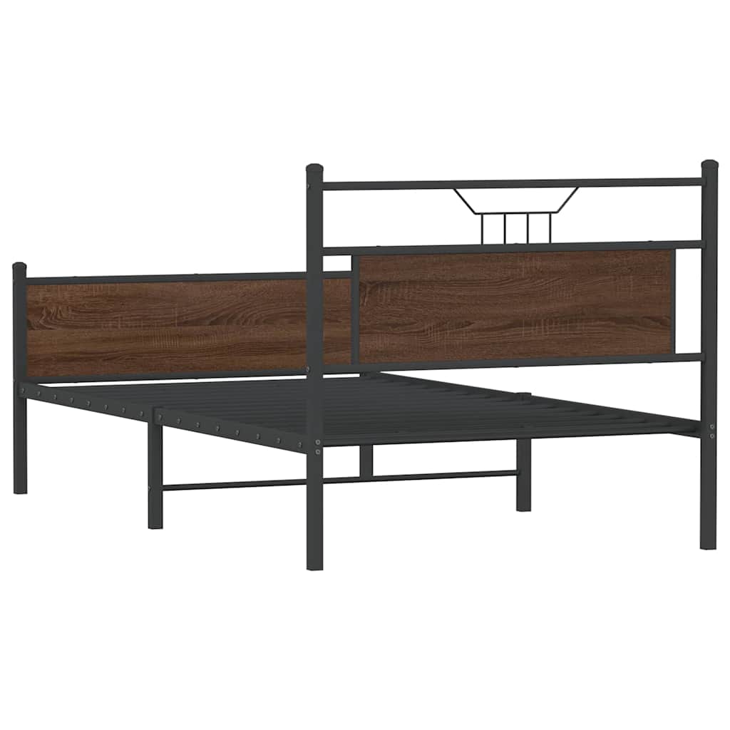 Bed Frame without Mattress Brown Oak 100x200 cm Engineered Wood