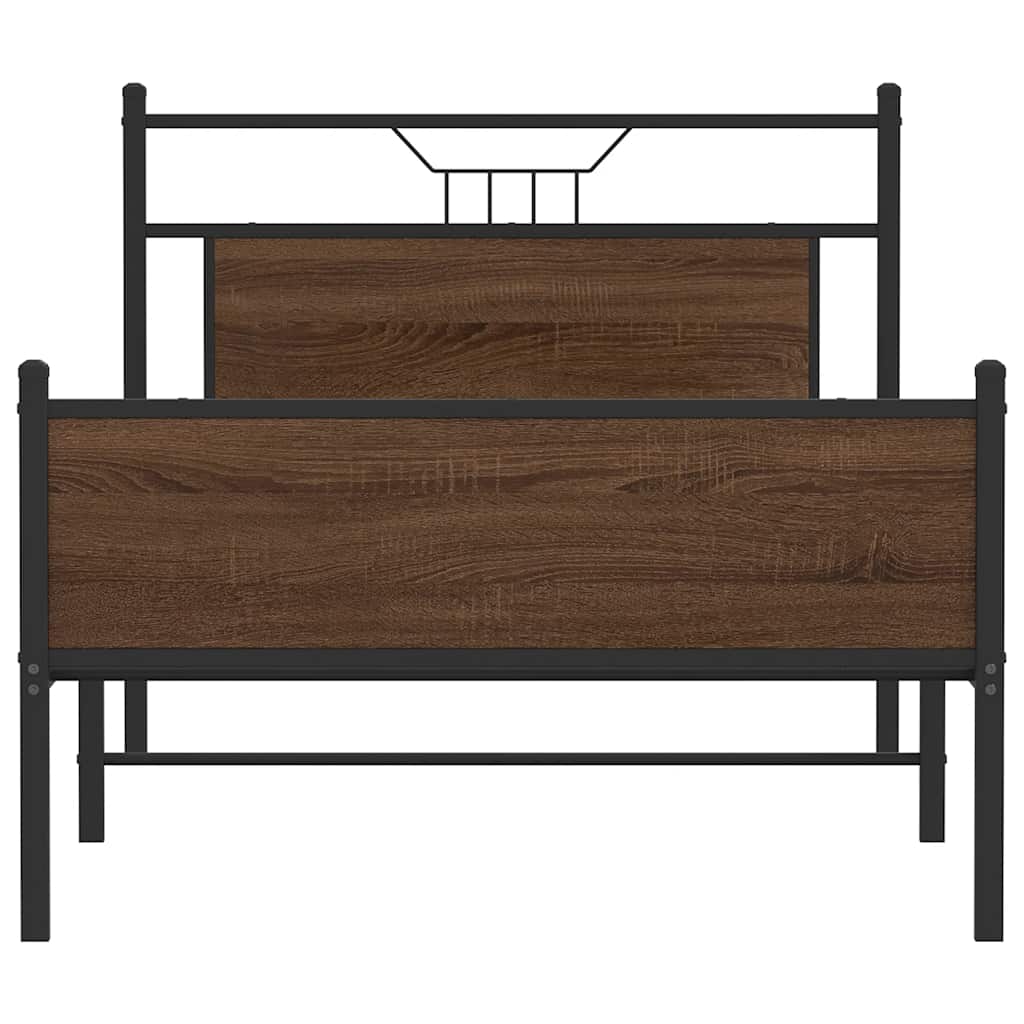 Bed Frame without Mattress Brown Oak 107x203 cm Engineered Wood