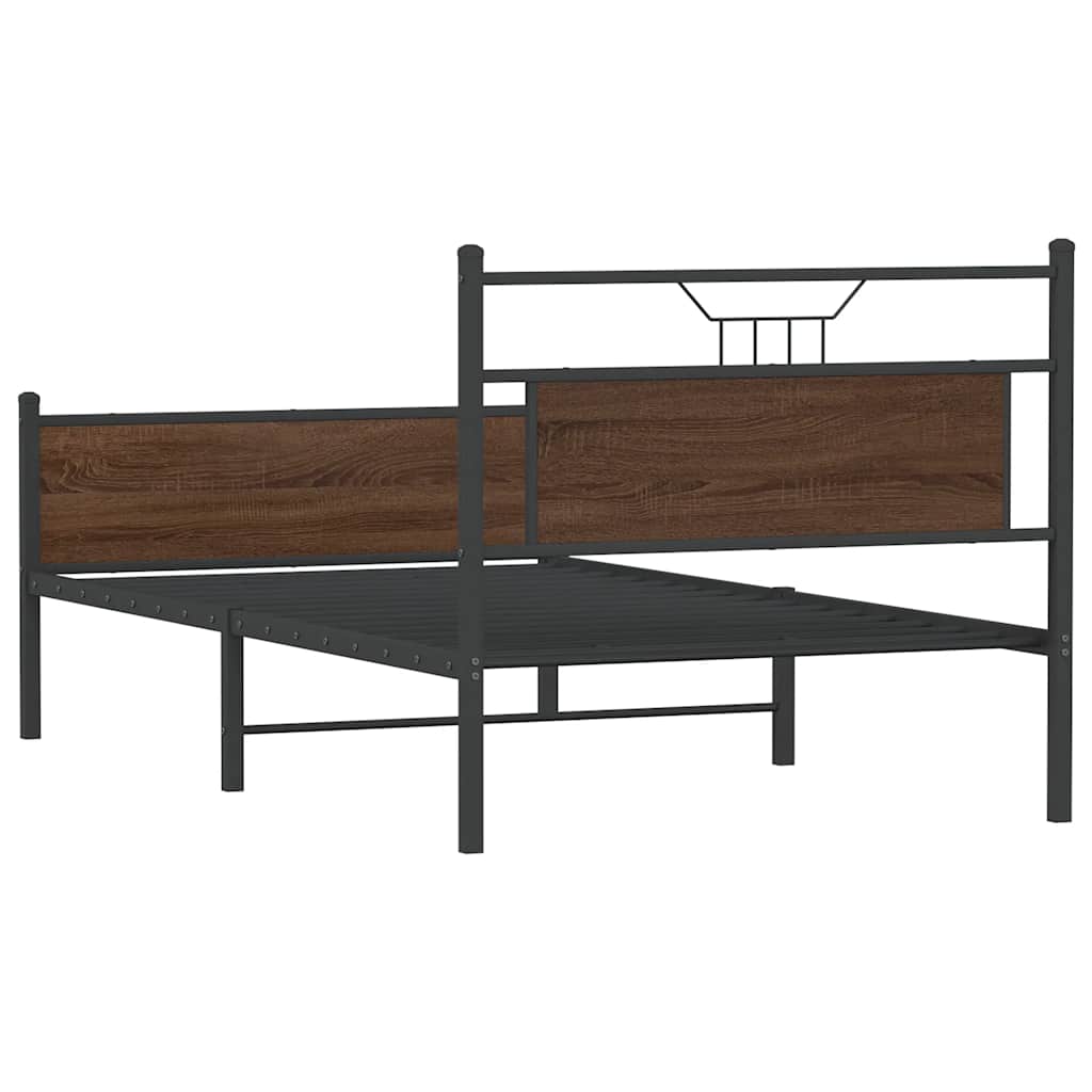 Bed Frame without Mattress Brown Oak 107x203 cm Engineered Wood