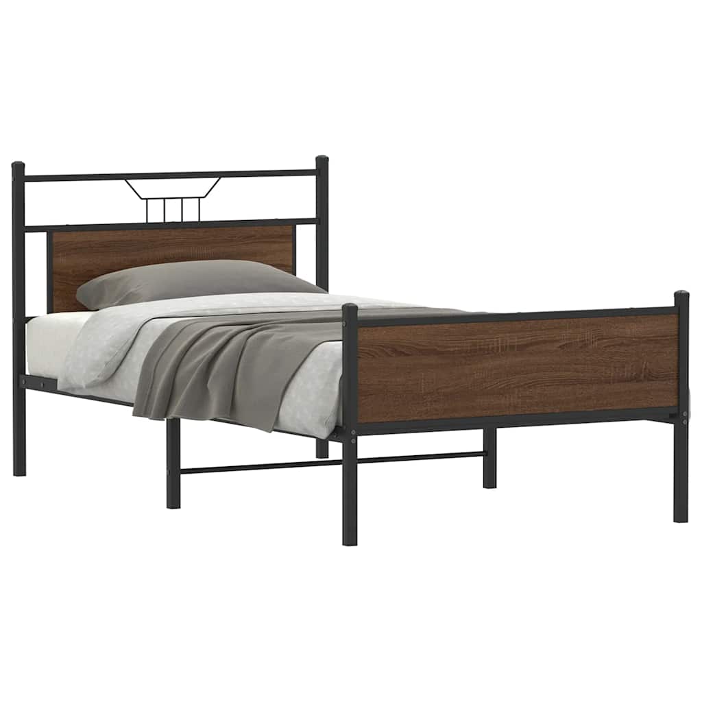 Bed Frame without Mattress Brown Oak 107x203 cm Engineered Wood