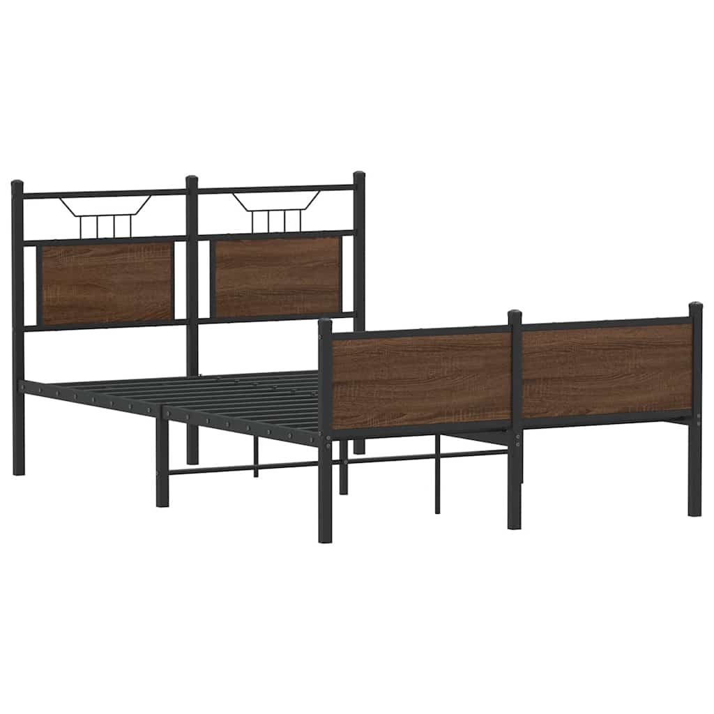 Bed Frame without Mattress Brown Oak 120x190 cm Small Double Engineered Wood