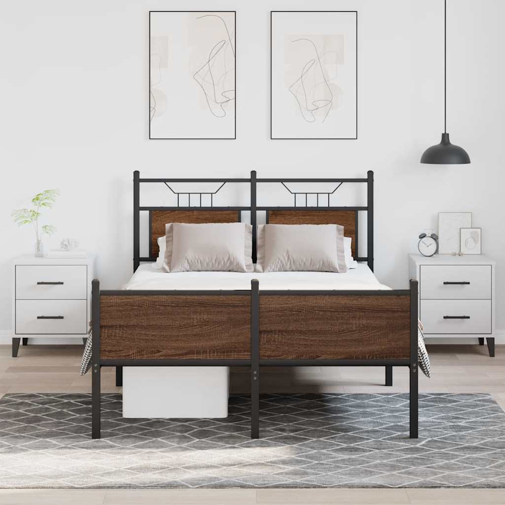 Bed Frame without Mattress Brown Oak 120x190 cm Small Double Engineered Wood
