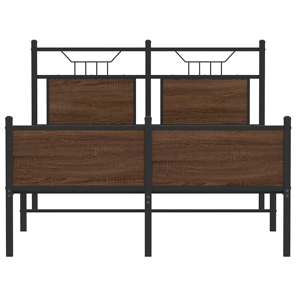 Bed Frame without Mattress Brown Oak 120x190 cm Small Double Engineered Wood