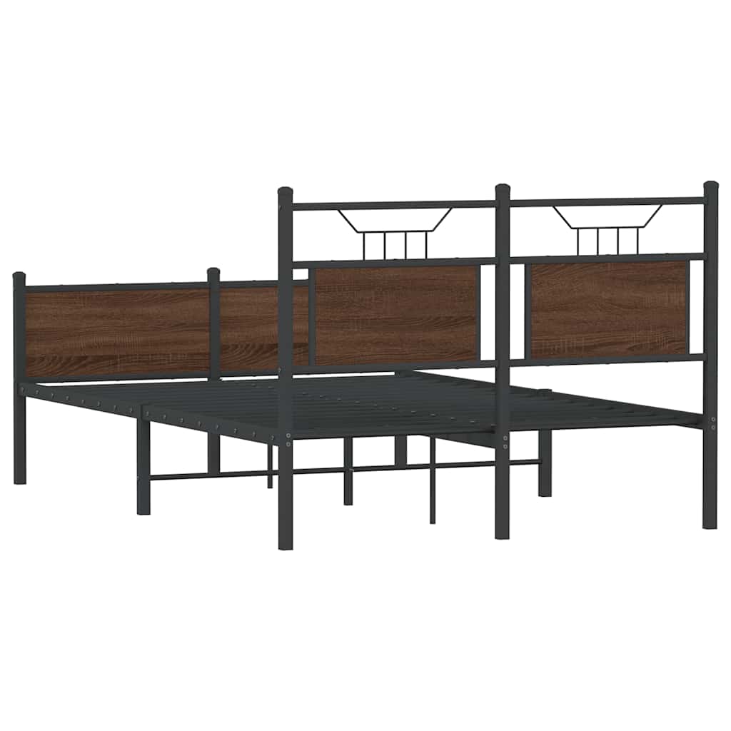 Bed Frame without Mattress Brown Oak 120x190 cm Small Double Engineered Wood