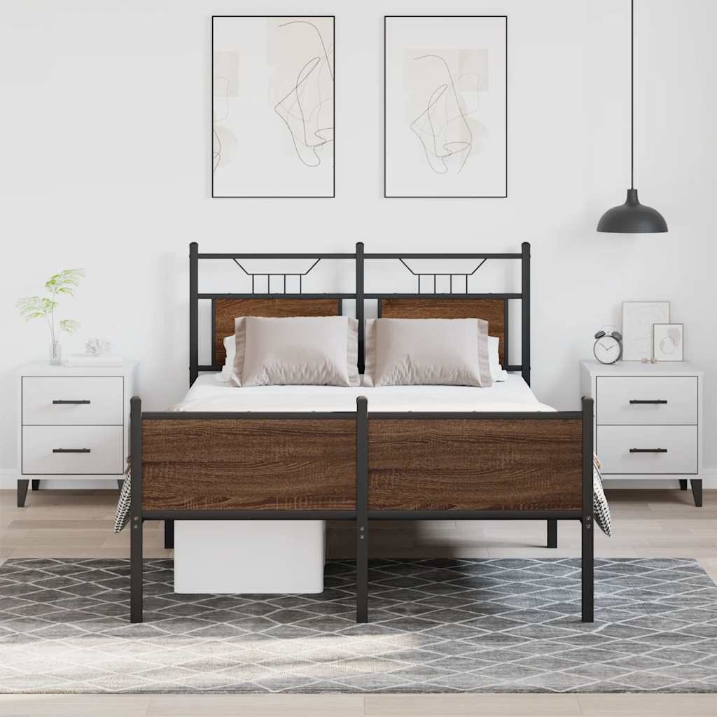 Bed Frame without Mattress Brown Oak 120x200 cm Engineered Wood