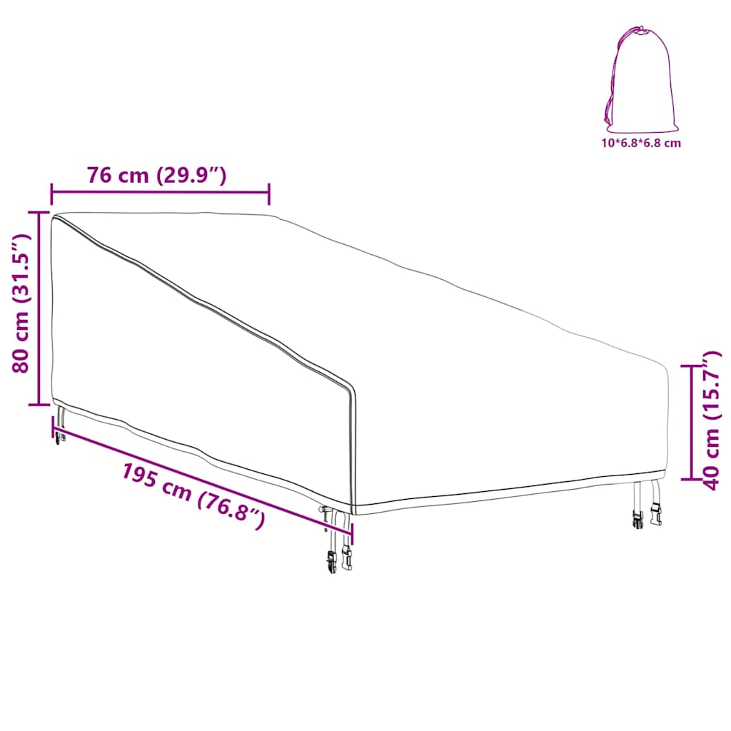 Outdoor Furniture Cover 195 x 76 x 82 cm 210D oxford fabric