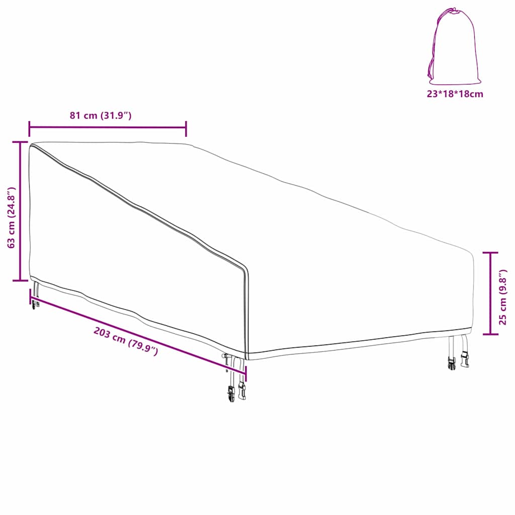 Outdoor Furniture Cover 203 x 81 x 63 cm 210D oxford fabric