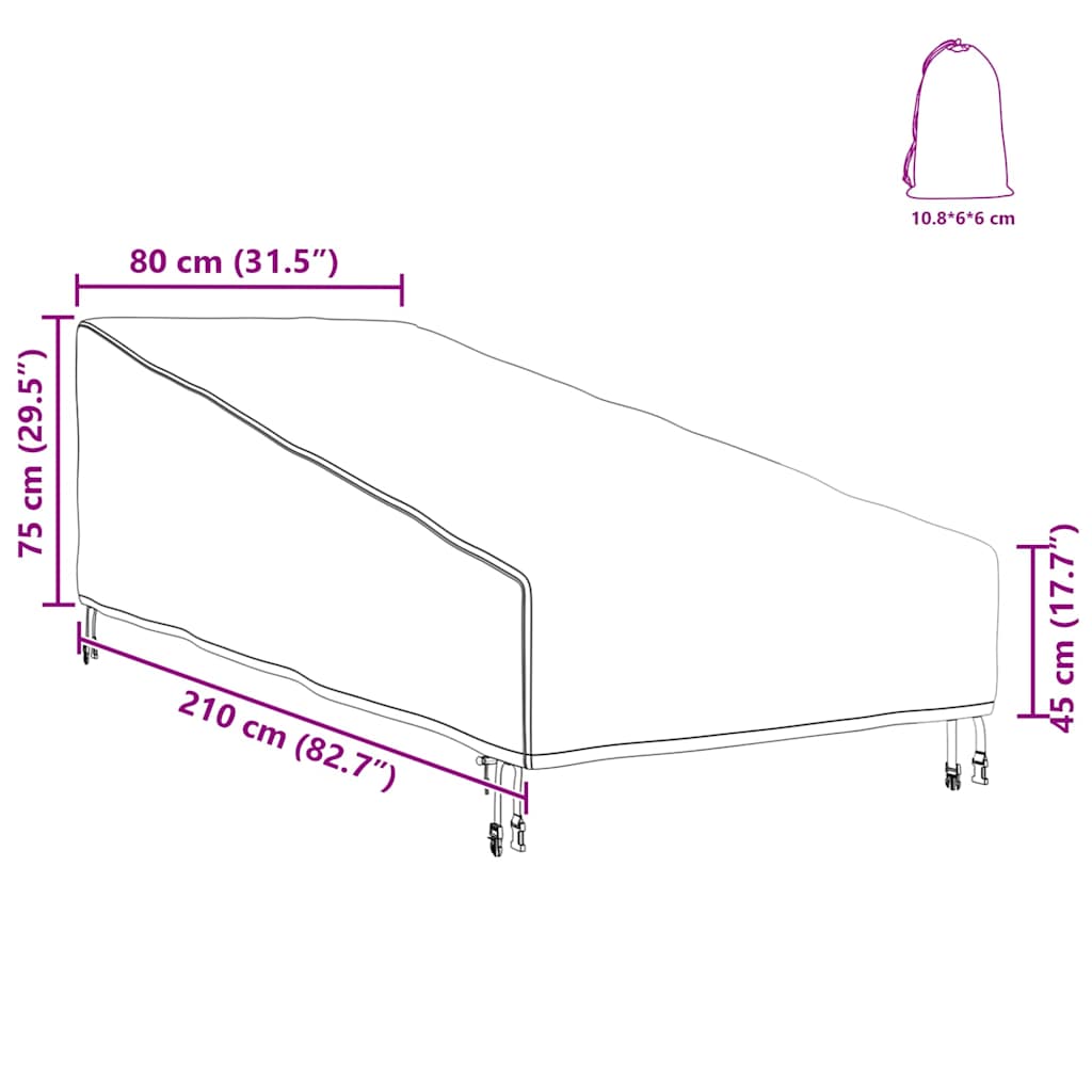 Outdoor Furniture Cover 210 x 80 x 75 cm 210D oxford fabric