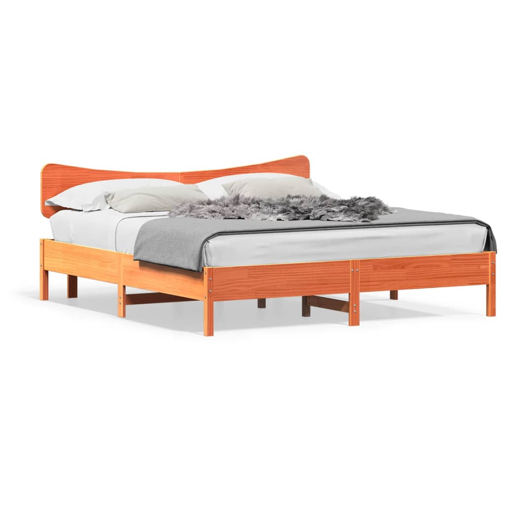 Bed Frame without Mattress Wax Brown 180x200 cm Super King Solid Wood Pine