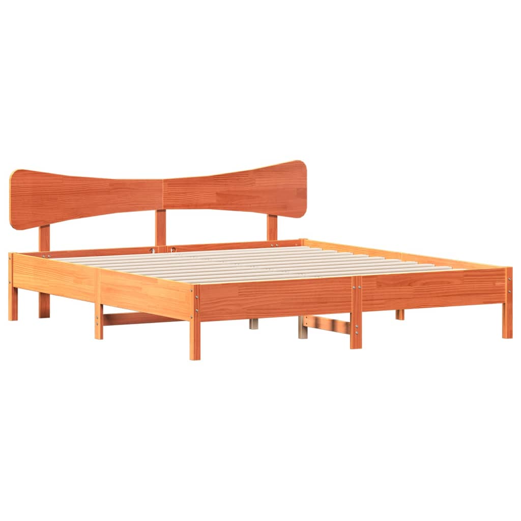 Bed Frame without Mattress Wax Brown 180x200 cm Super King Solid Wood Pine
