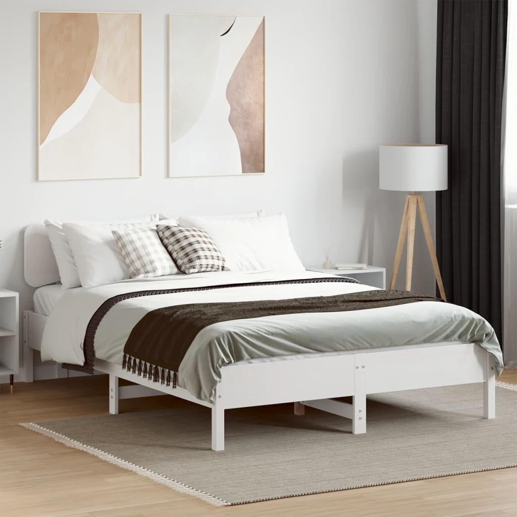 Bed Frame without Mattress White 120x200 cm Solid Wood Pine