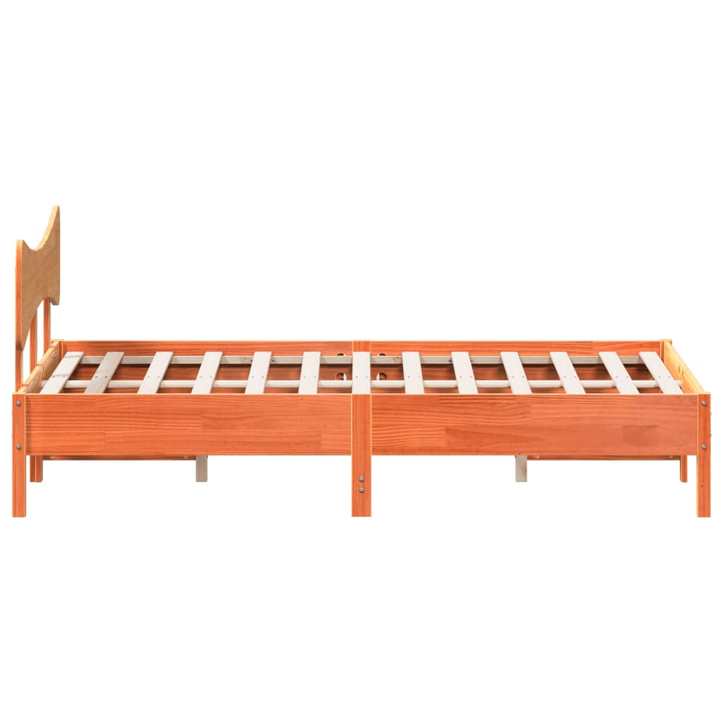 Bed Frame without Mattress Wax Brown 135x190 cm Double Solid Wood Pine