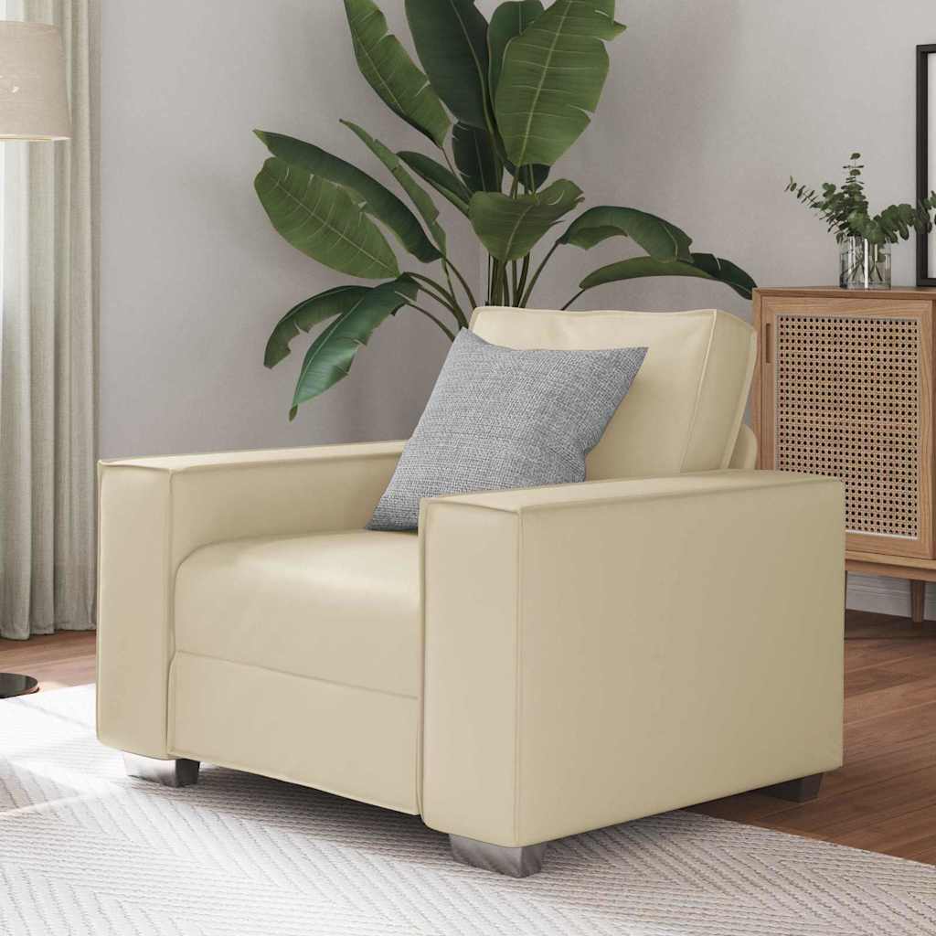 Sofa Chair 59 cm with Cushion Cream Faux leather