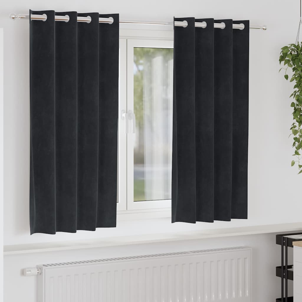 Curtains with Curtains 2 pcs Black 140 x 175 cm Velvet