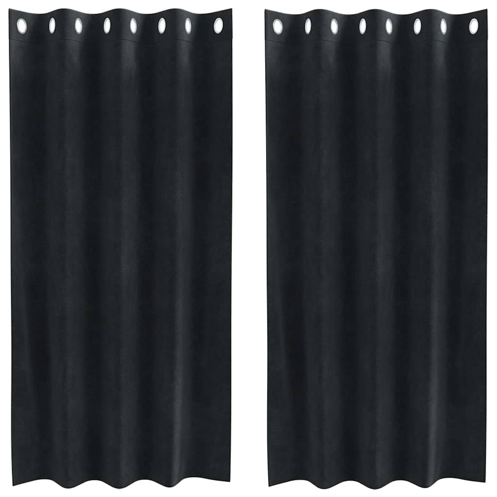 Curtains with Curtains 2 pcs Black 140 x 175 cm Velvet