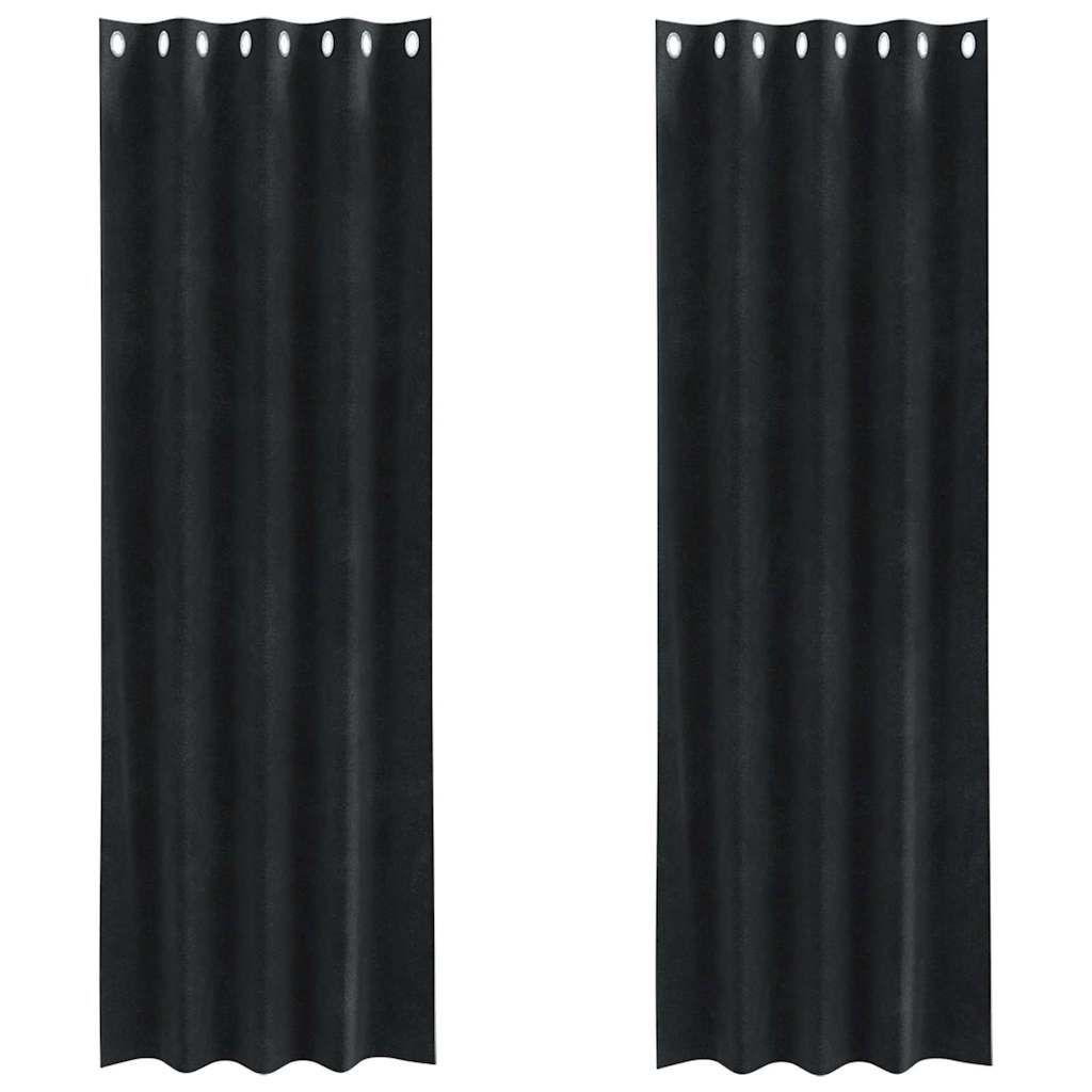 Curtains with Curtains 2 pcs Black 140 x 245 cm Velvet