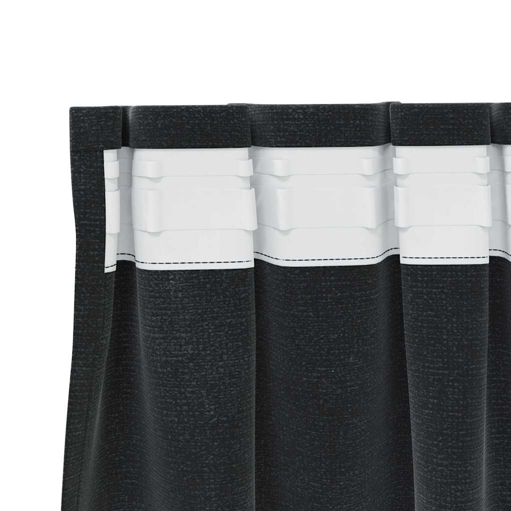 Curtains with Curtains 2 pcs Black 140 x 175 cm Velvet