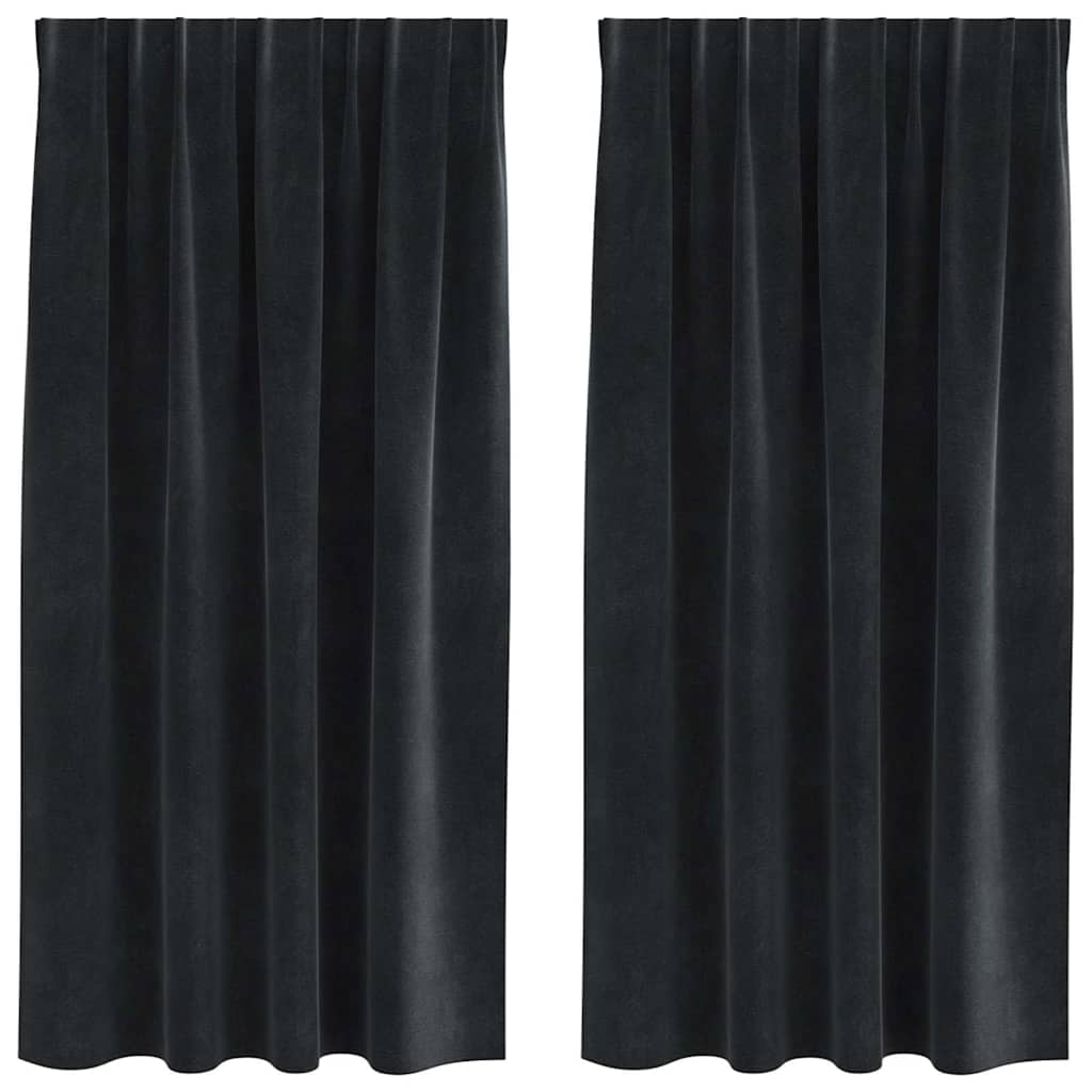 Curtains with Curtains 2 pcs Black 140 x 175 cm Velvet