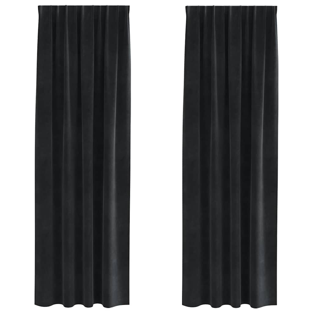 Curtains with Curtains 2 pcs Black 140 x 245 cm Velvet