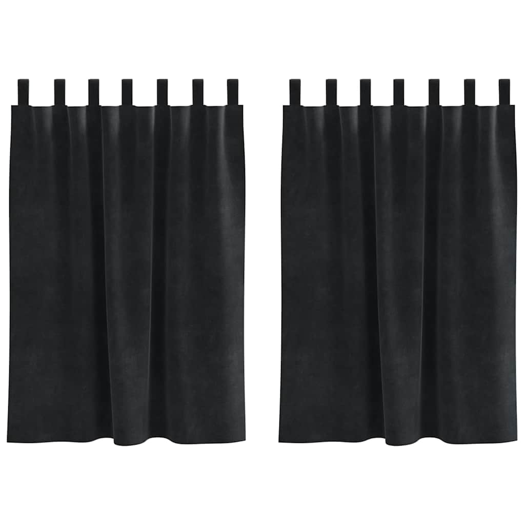 Curtains with Curtains 2 pcs Black 140 x 140 cm Velvet