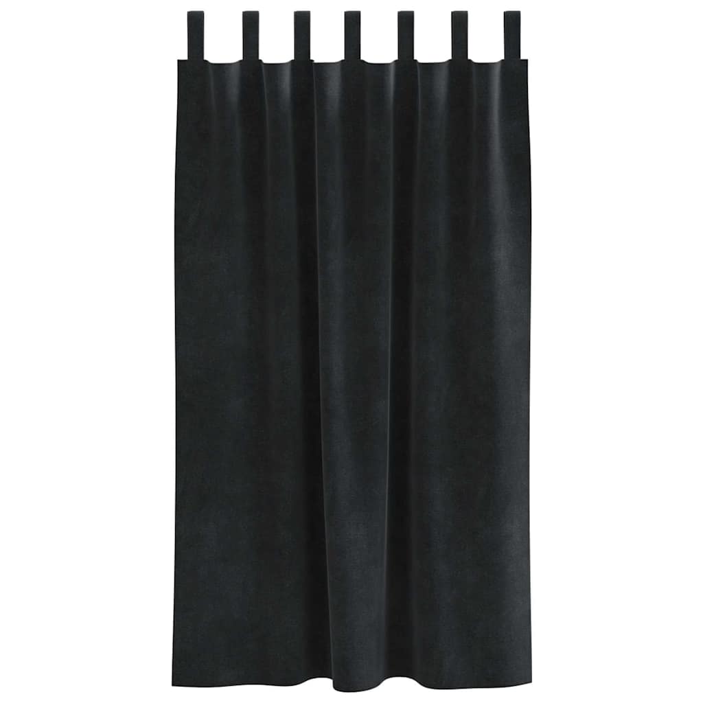 Curtains with Curtains 2 pcs Black 140 x 175 cm Velvet