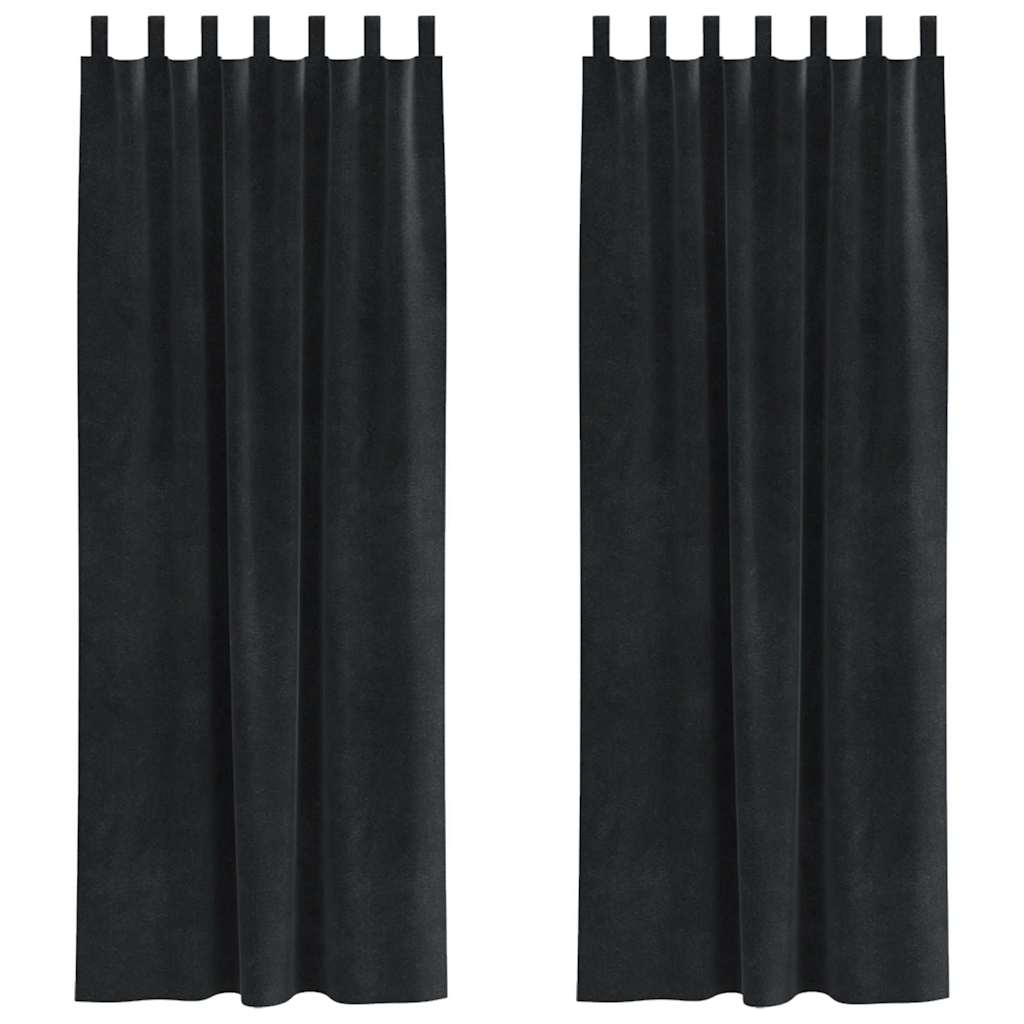 Curtains with Curtains 2 pcs Black 140 x 260 cm Velvet