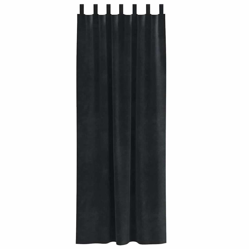 Curtains with Curtains 2 pcs Black 140 x 260 cm Velvet