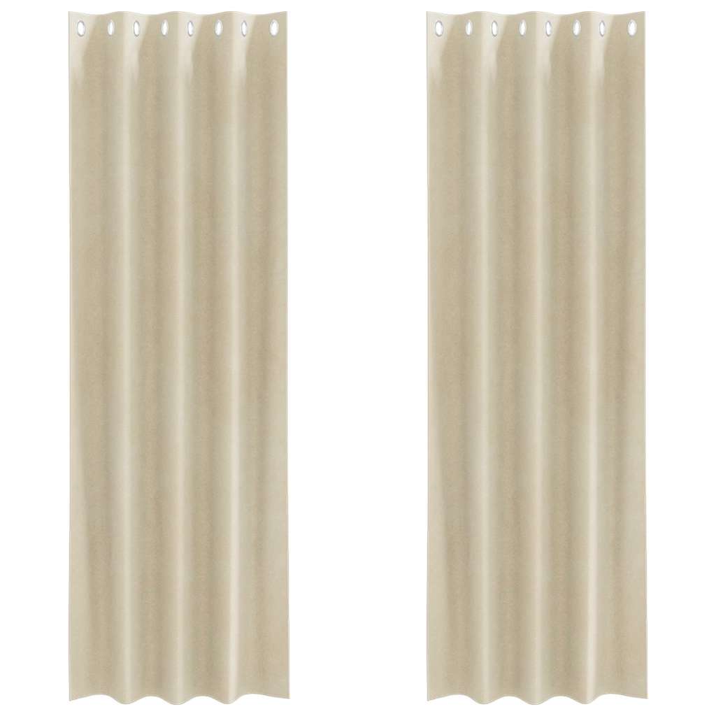 Curtains with Curtains 2 pcs Cream 140 x 245 cm Velvet