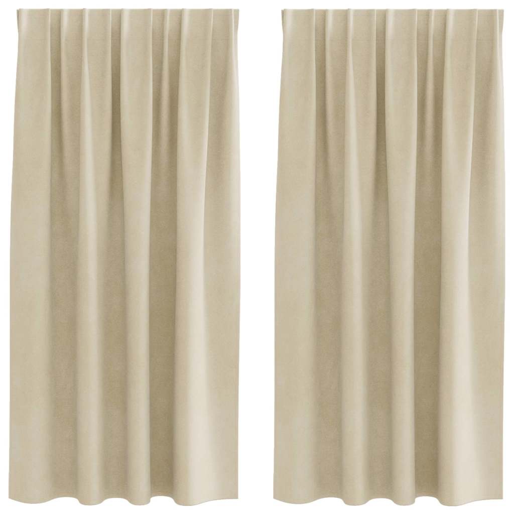Curtains with Curtains 2 pcs Cream 140 x 175 cm Velvet