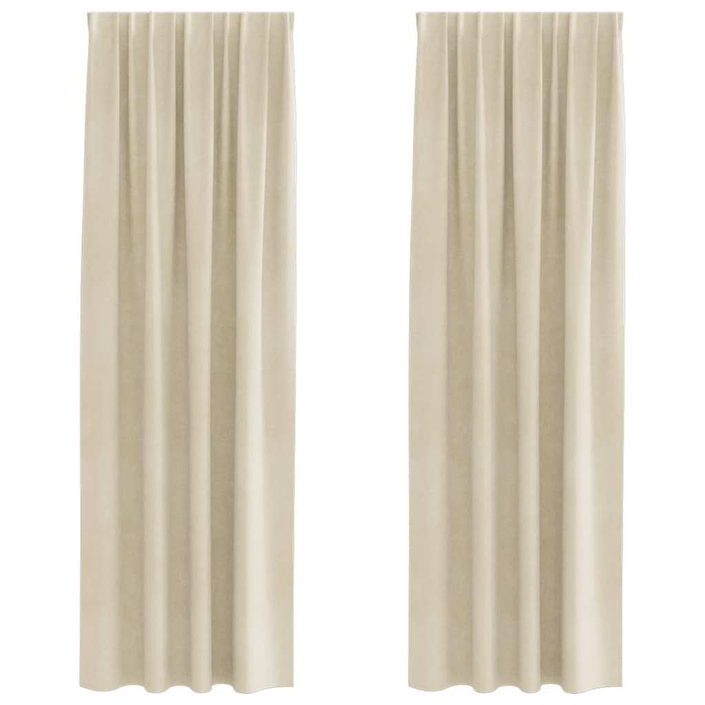 Curtains with Curtains 2 pcs Cream 140 x 245 cm Velvet