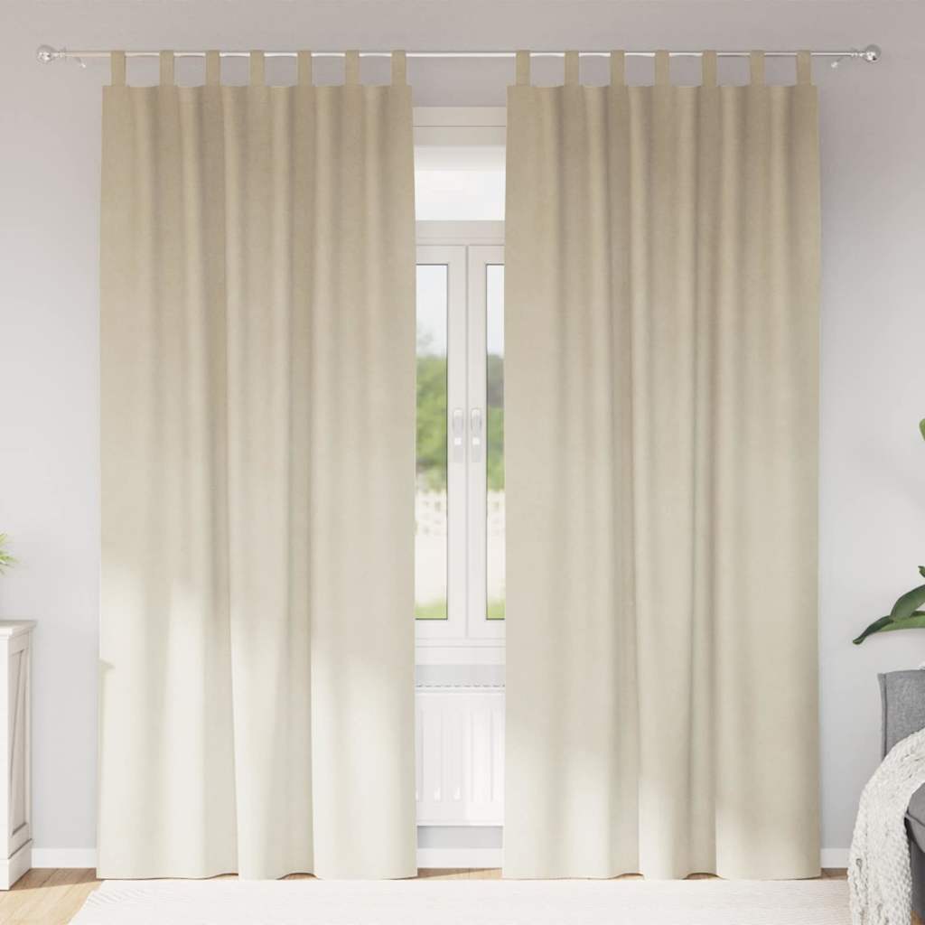 Curtains with Curtains 2 pcs Cream 140 x 245 cm Velvet