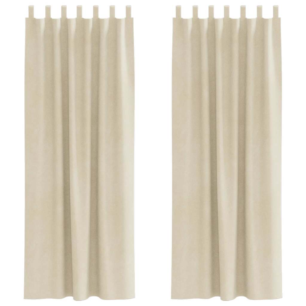 Curtains with Curtains 2 pcs Cream 140 x 245 cm Velvet