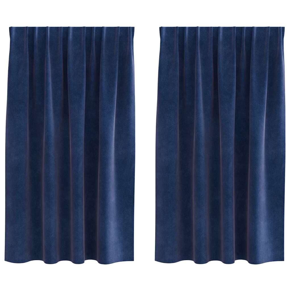 Curtains with Curtains 2 pcs Dark Blue 140 x 175 cm Velvet