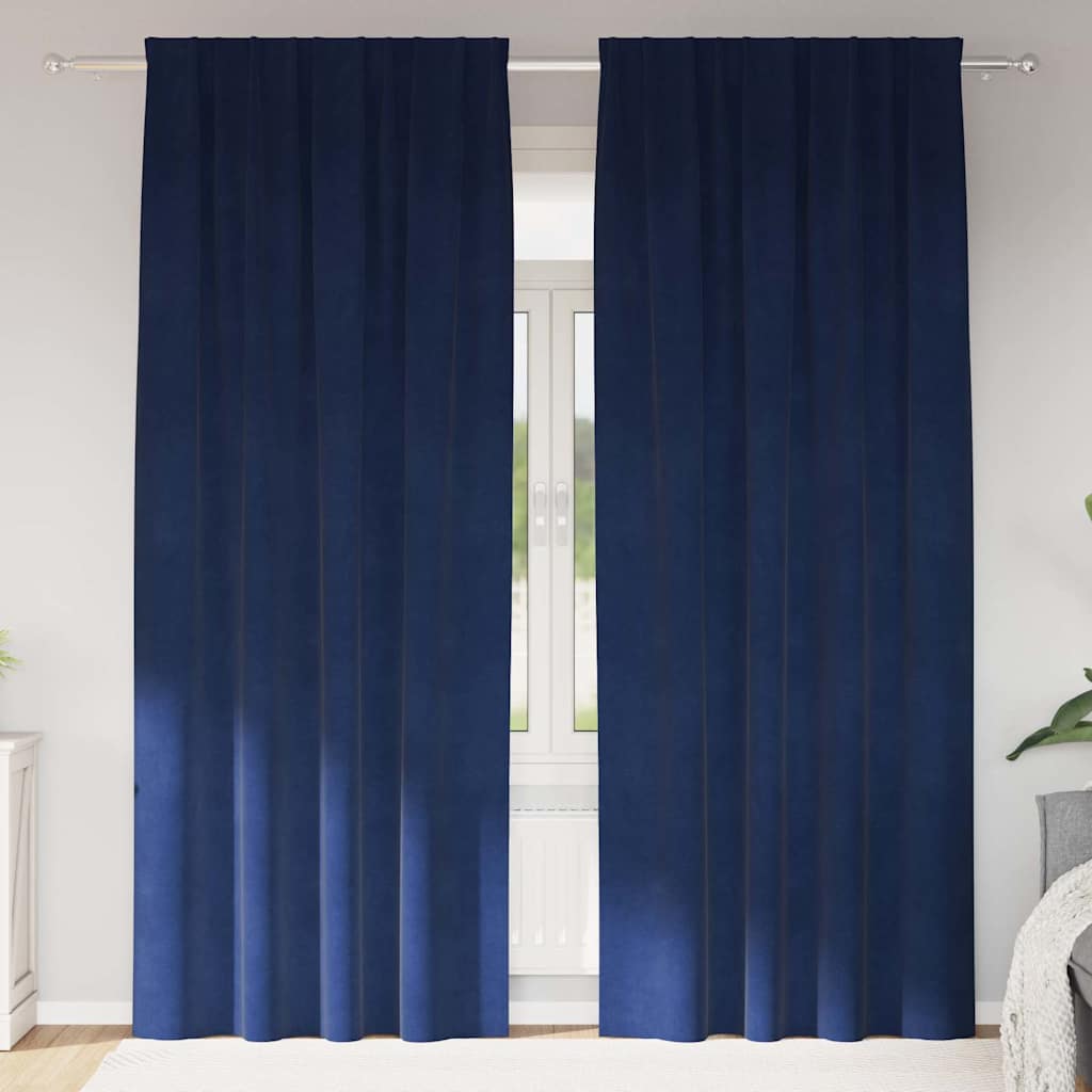 Curtains with Curtains 2 pcs Dark blue 140 x 225 cm Velvet