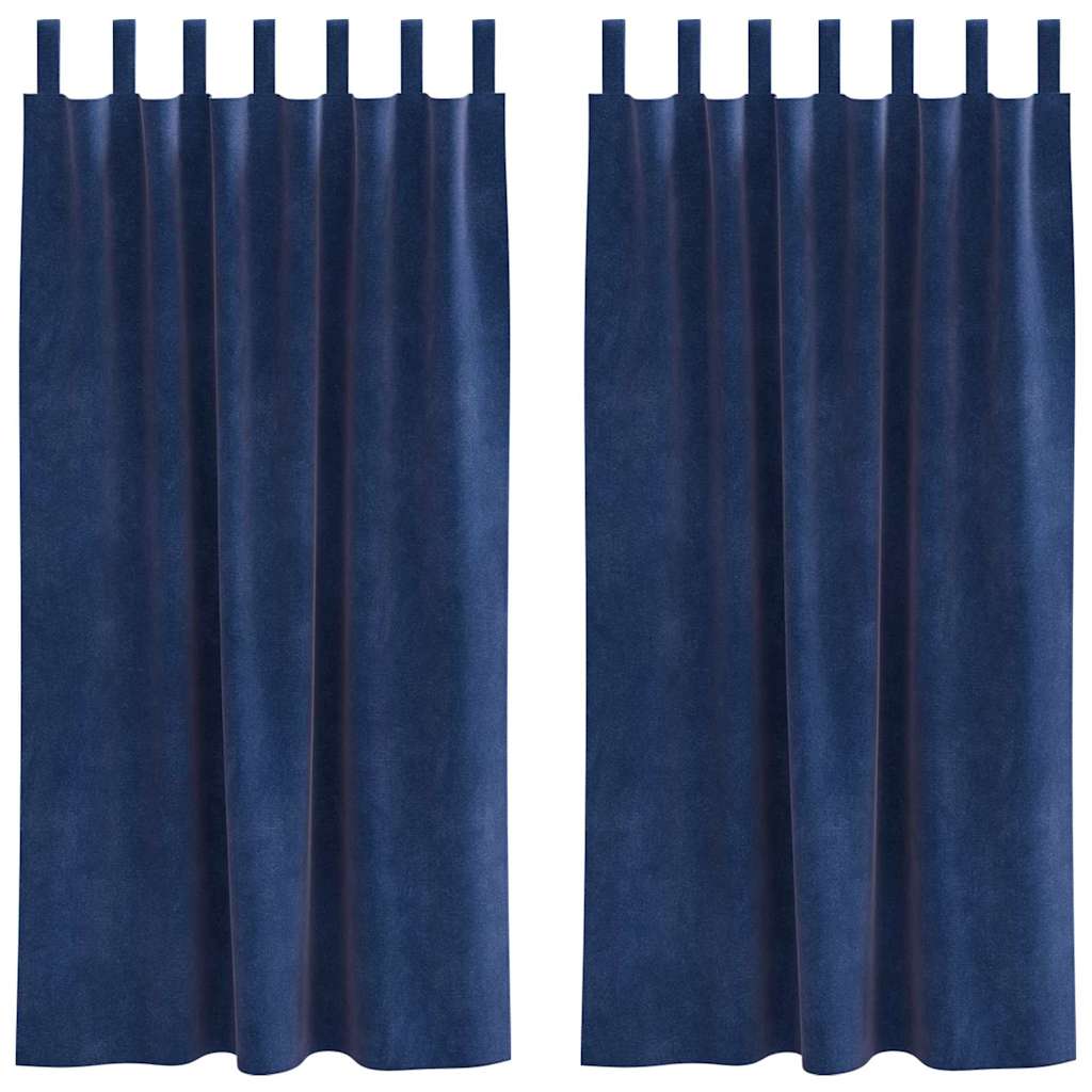 Curtains with Curtains 2 pcs Dark Blue 140 x 175 cm Velvet