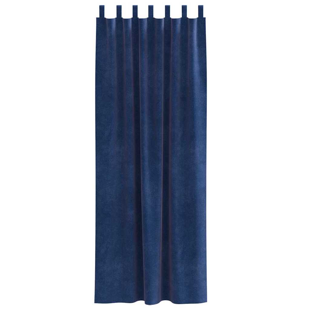 Curtains with Curtains 2 pcs Dark blue 140 x 245 cm Velvet
