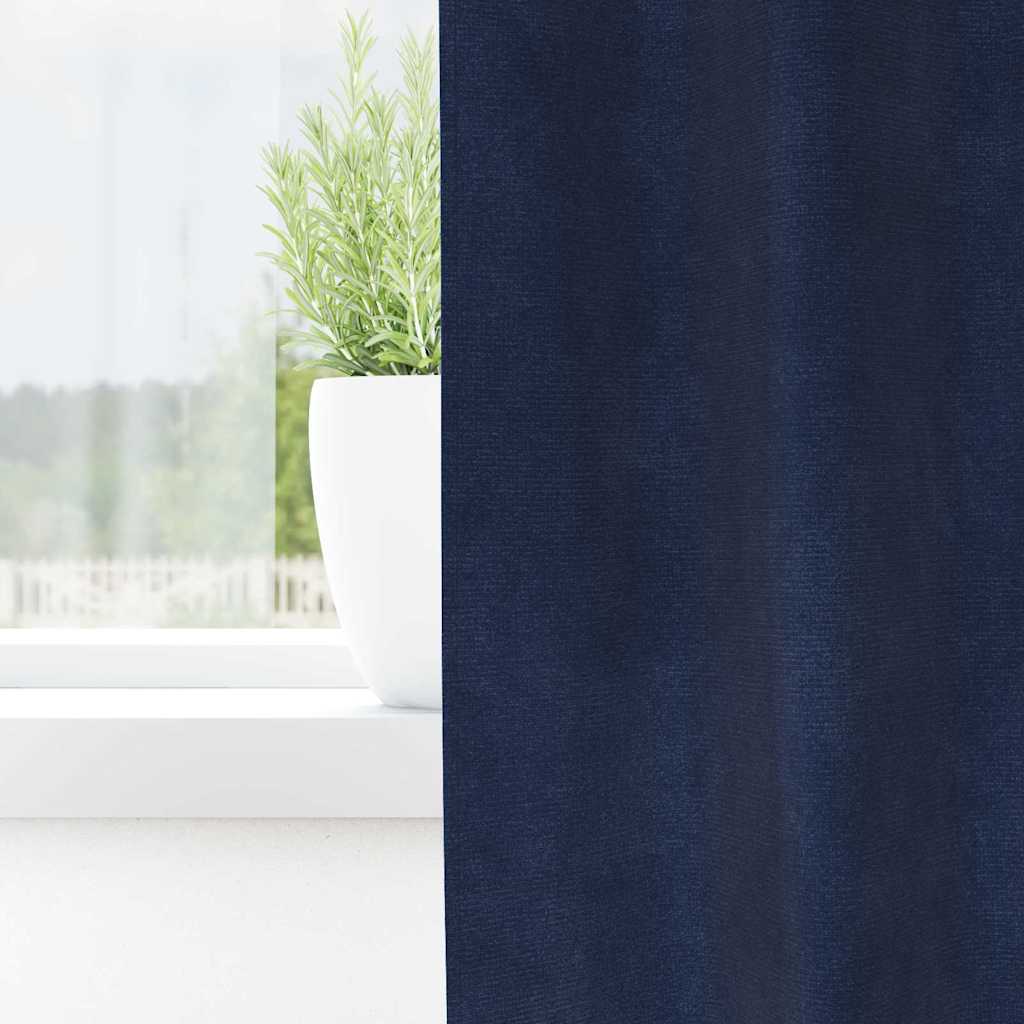 Curtains with Curtains 2 pcs Dark blue 140 x 260 cm Velvet