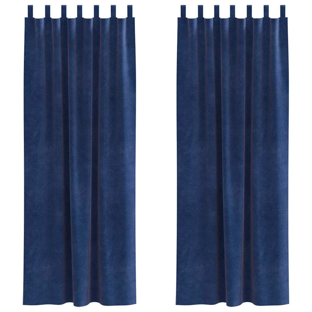 Curtains with Curtains 2 pcs Dark blue 140 x 260 cm Velvet