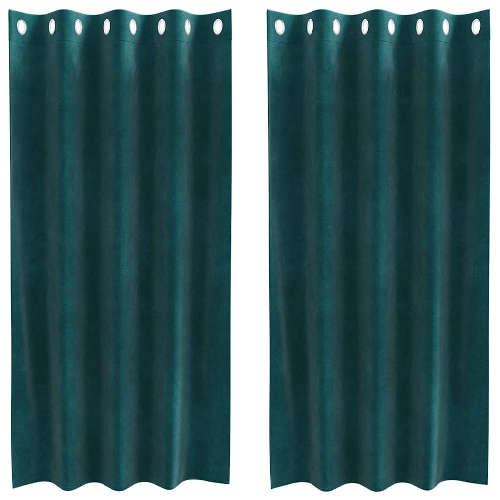 Curtains with Curtains 2 pcs Dark Green 140 x 175 cm Velvet