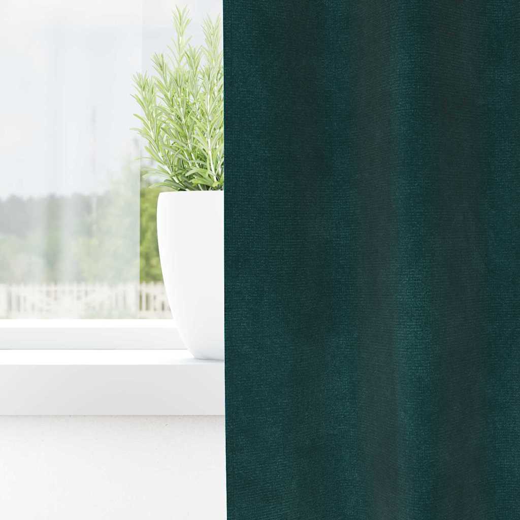Curtains with Curtains 2 pcs Dark green 140 x 245 cm Velvet