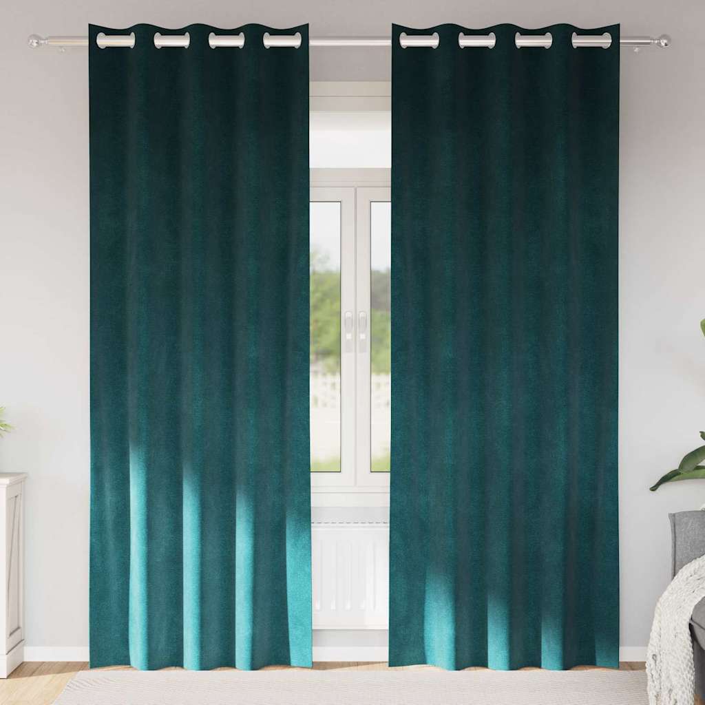 Curtains with Curtains 2 pcs Dark green 140 x 245 cm Velvet