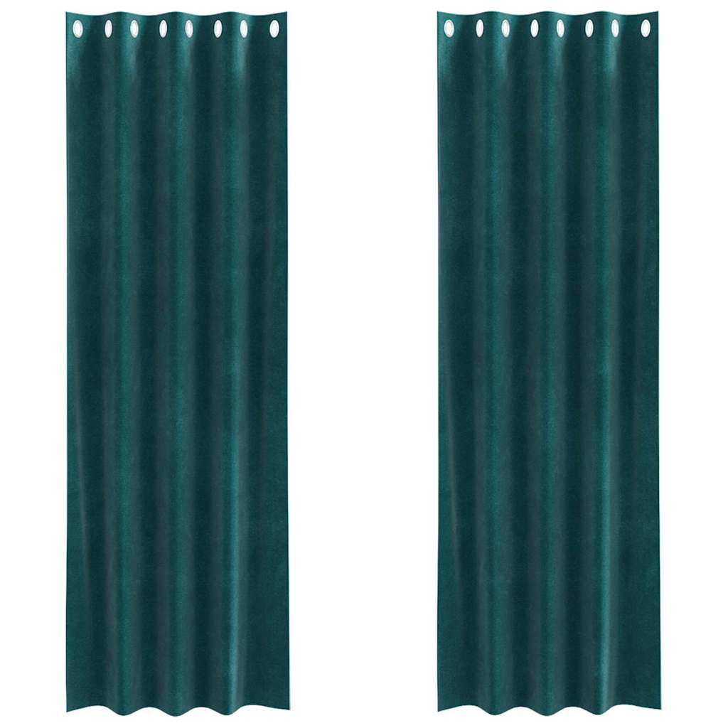 Curtains with Curtains 2 pcs Dark green 140 x 245 cm Velvet