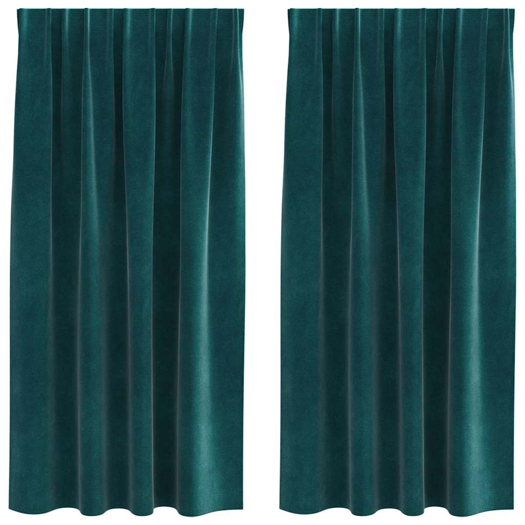 Curtains with Curtains 2 pcs Dark Green 140 x 175 cm Velvet