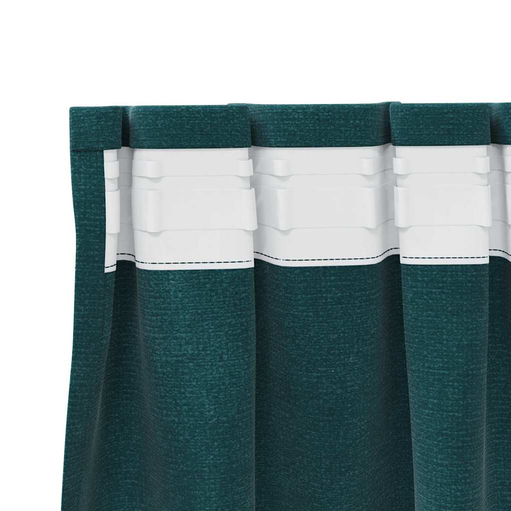 Curtains with Curtains 2 pcs Dark green 140 x 260 cm Velvet