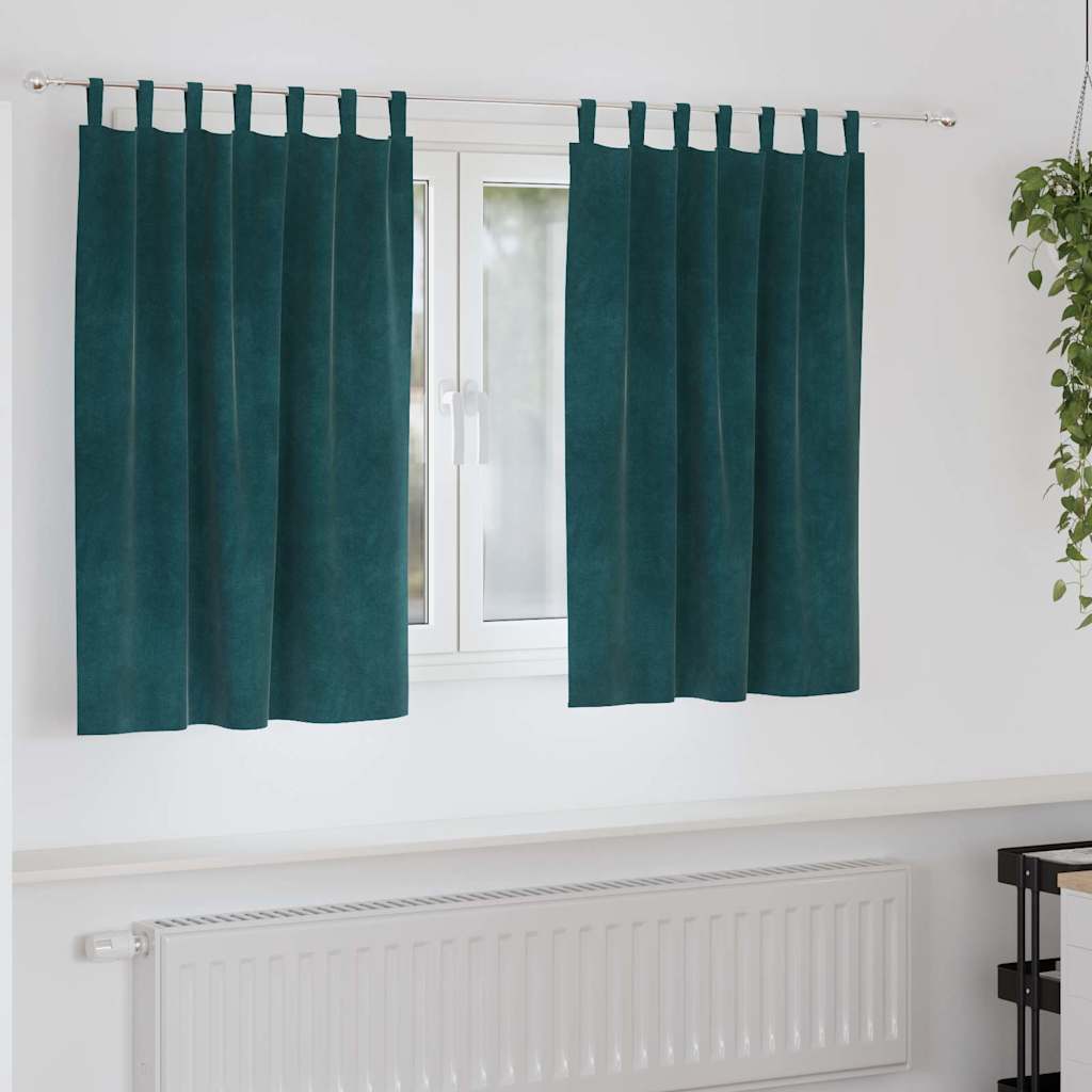 Curtains with Curtains 2 pcs Dark Green 140 x 140 cm Velvet
