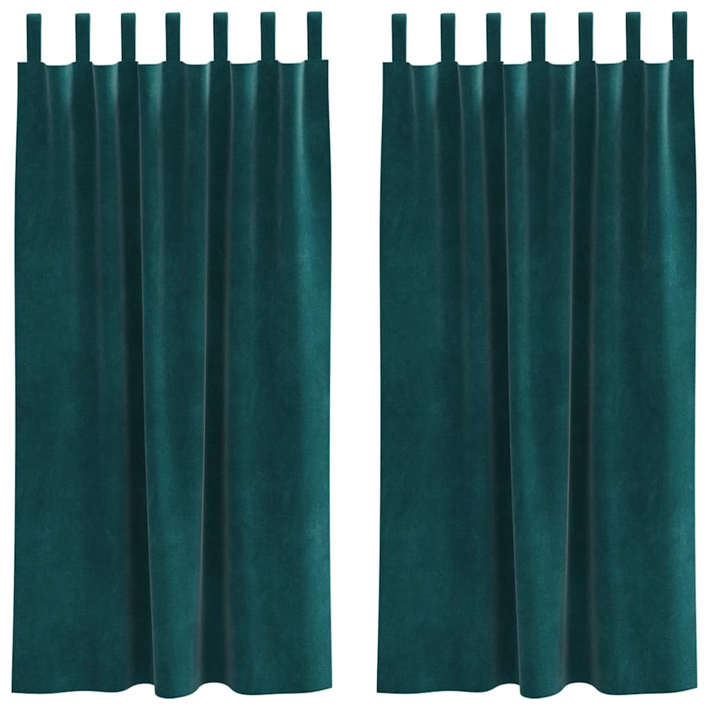 Curtains with Curtains 2 pcs Dark green 140 x 175 cm Velvet
