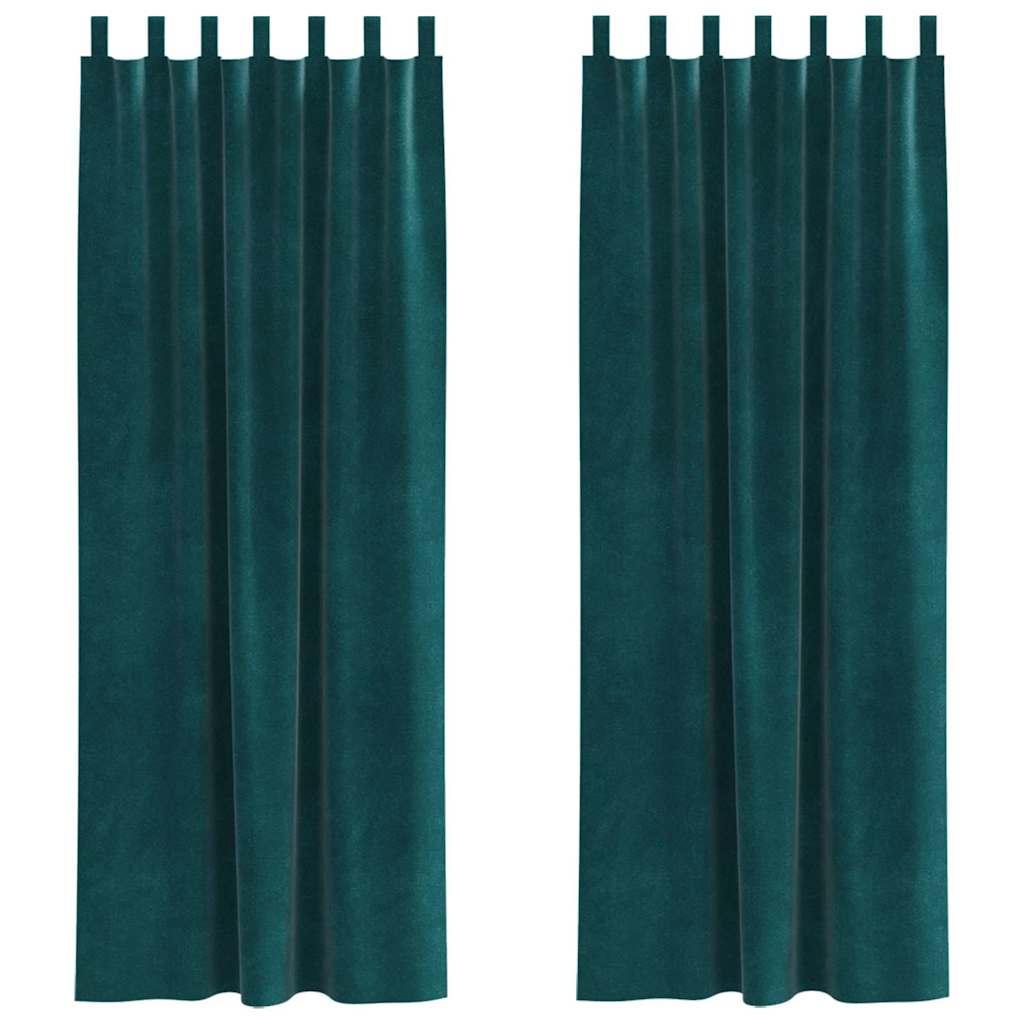 Curtains with Curtains 2 pcs Dark green 140 x 260 cm Velvet