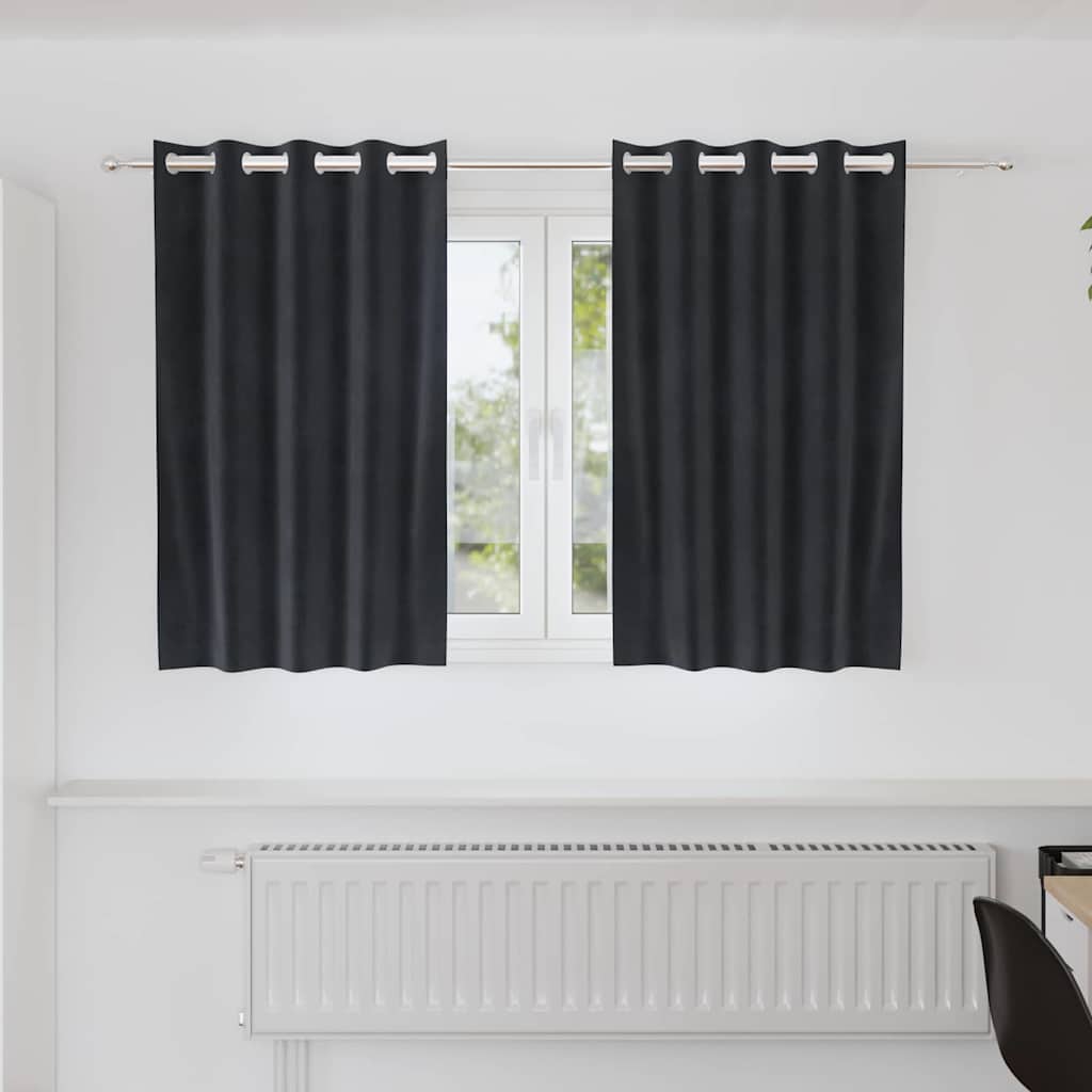 Curtains with Curtains 2 pcs Dark grey 140 x 140 cm Velvet